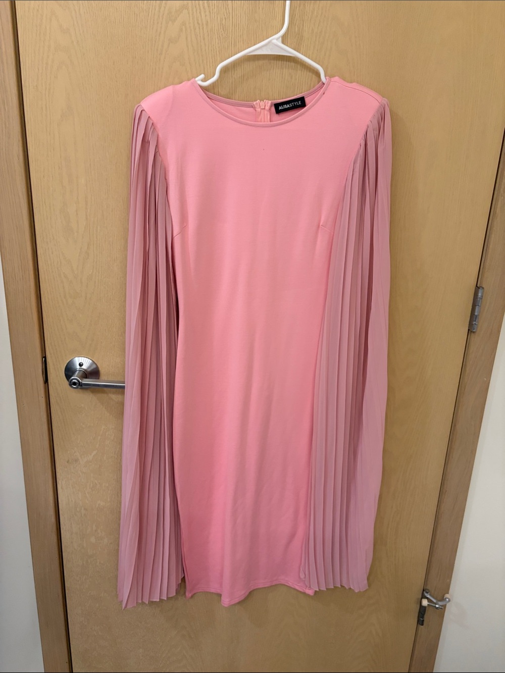 Ava & Viv Blush Pink Pleated-Sleeve Midi Dress-Skirt
